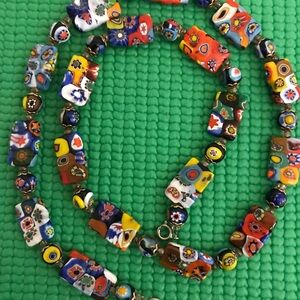 24” Vintage Murano Millefiori Art Glass Necklace